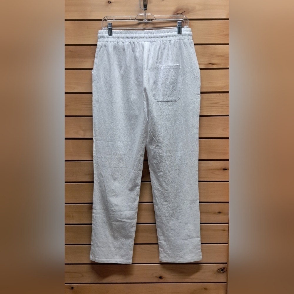 Linen/Cotton Blend Drawstring Lounge Pants Size M - Picture 2 of 5